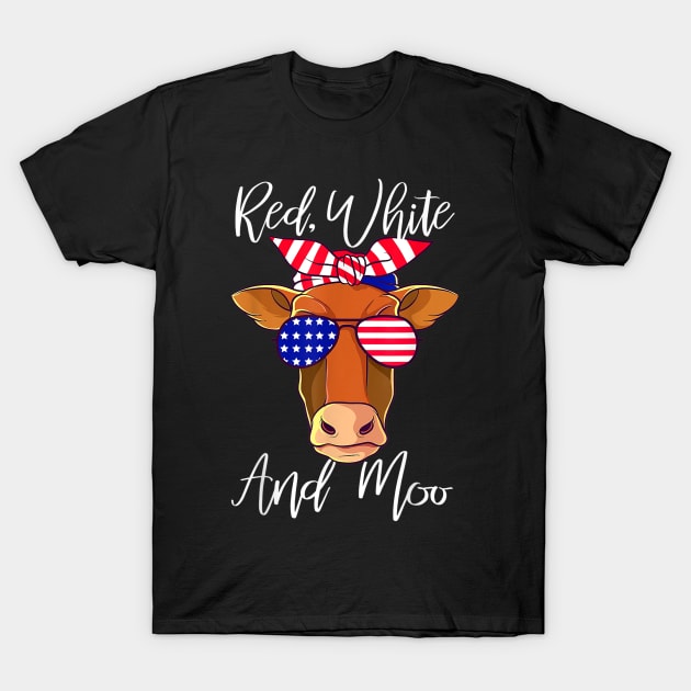 Red White and Moo Patriotic Cow USA Flag 4th of July T-ShirtRed White and Moo Patriotic Cow USA Flag 4th of July T-Shirt T-Shirt by AKSA shop